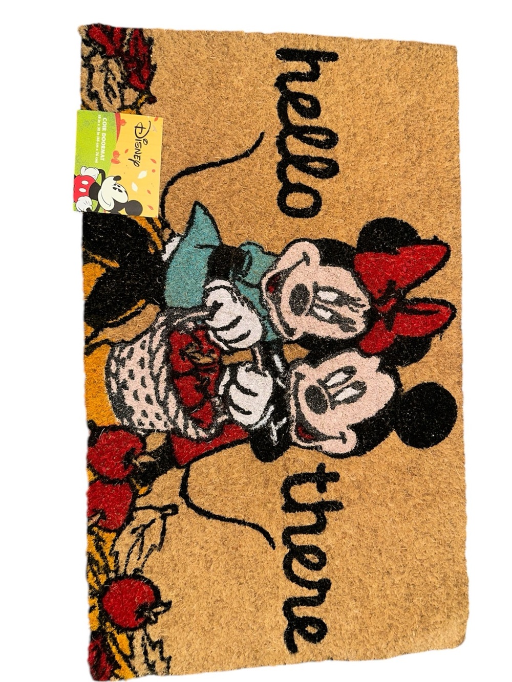 Disney Minnie & Mickey Coir Doormat in Tan, Red, Black